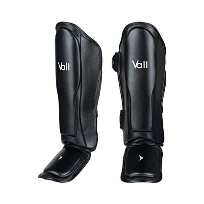 Lancer Leather Shin Guards Instep for Muay Thai - color: Black, size: Large-X-Large