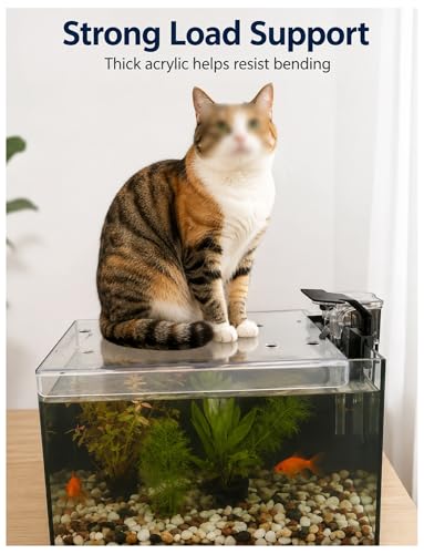 C Acrylic Fish Tank Sliding Cover with Fresh Air Holes, Anti-Jump Design, 35x35.4cm, Light Transmissive, Perfect for 3/4/5mm Aquariums, Durable and Easy to Clean