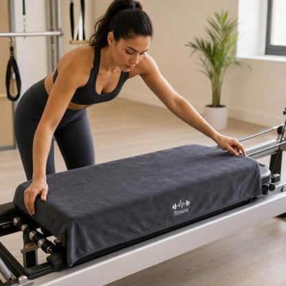Microfiber Gym Bench Towel with Fitted Corner Hood, Grey - color: Grey