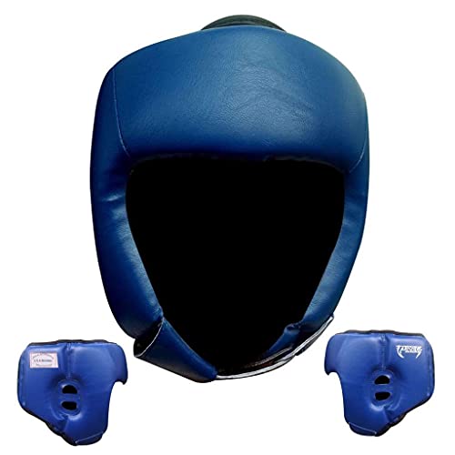 Ultimate - Pro Training Head Guard - Open Face - Boxing MMA Muay Thai Training - color: Blue, size: Small-Medium
