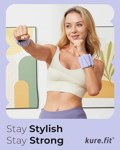 Pilates Wrist & Ankle Weights | Adjustable Weighted Bangles | 1LB/2LB Each - color: Lilac, size: 1 LB