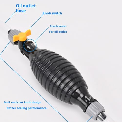 Manual Gasoline Siphon Pump Fuel Transfer Hose with Metal Clip Multifunctional Liquid Suction Pump for Petrol Oil Water Aquarium & Fuel Transfer - color: Upgraded 1m