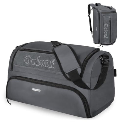 Goloni Gym Bag for Men Women, 40L Large 3 in 1 Duffle Bag for Travel, Durable Carry On Bag with Shoes Compartment and Wet Pocket,Weekender Overnight, Grey - color: Grey