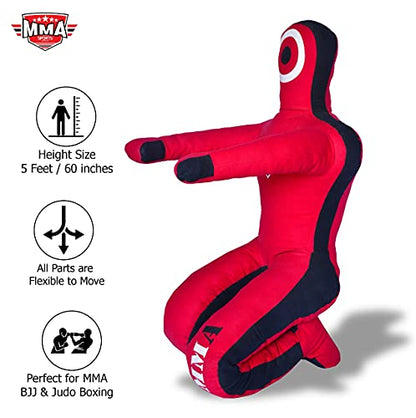 MMA Sports Brazilian JIU Jitsu Grappling Submission Throwing Dummy Punching Heavy Bag Kick Boxing Dummies UNFILLED - color: Red-2, size: 5ft, style: Sitting