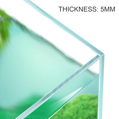 3.5 Gallon Rimless Aquarium, Ultra Clear Low Iron Nano Fish Tank for Betta Shrimp, L15×W5.5×H9.8 Glass Thickness 5mm with EVA Foam Leveling Mat - size: 3.5 Gallons