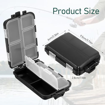 4pcs Pocket Tackle Box, Mini Hard Plastic Tackle Boxes, Small Fishing Tackles Box for Fishing Storage Containers, Kayak Fly Boxes Black