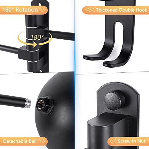 Kikerike Motorcycle Helmet Rack Wall Mount 180 Degree Rotation Metal Bike Helmet Holder Mount Bicycle Helmet Display Hanger Stand with 2 Hooks for Motorcycle Bike Baseball Rugby Helmet - Black, 1 Pcs - color: Black(1pcs With Double-Head Design)