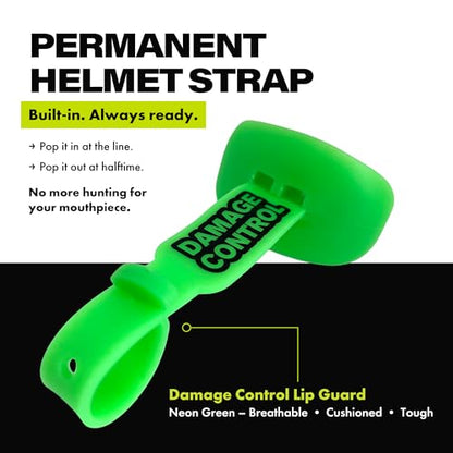 DAMAGE CONTROL Pacifier Football Mouth Guard – Permanent Strap – NeoGreen - color: Neogreen
