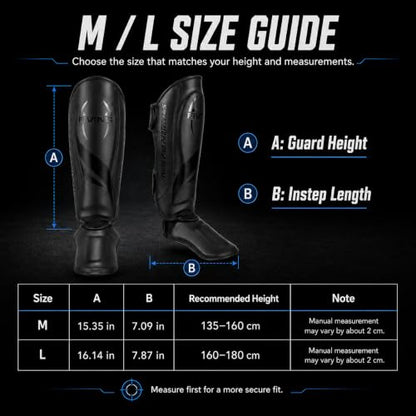 Upgraded Thickened Muay Thai Shin Guards with Instep | Enhanced Impact Protection, Kickboxing & MMA Leg Guards, Martial Arts Sparring Training, long-lasting for Men Women - size: Medium