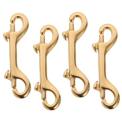 Brass Double End Snap Hooks 4 Pcs Oval for Straps and Belting - size: 4pcs