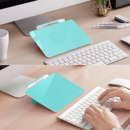 Small Desktop Whiteboard - Glass Dry Erase Board 8 X 6 Inches Tabletop Easel Whiteboard with Stand, Desk Board Buddy for Artist, Teacher and Student - color: 8 X 6 Inches - Light Blue