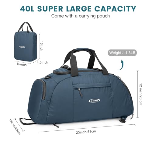 40L/70L 3-Way Duffle Bag Gym Sport Duffel Backpack Shoe Compartment - color: Dark Blue