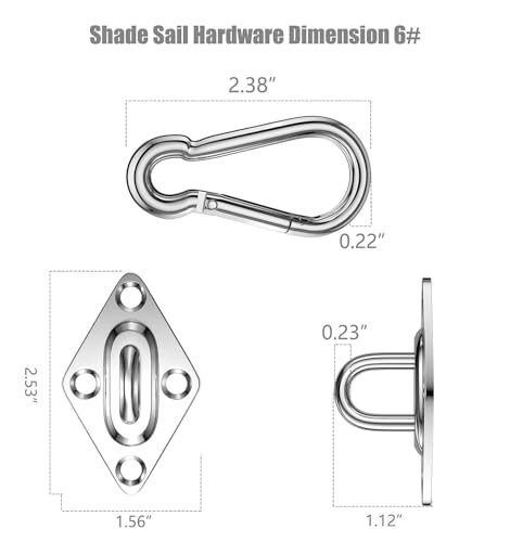 Shade Sail Hardware Kit Include Winches & Wire Rope, Anti-Rust Stainless Steel Sun Shade Hardware Kit for Rectangle Square Triangle Shade Sail Installation(71 PCS)