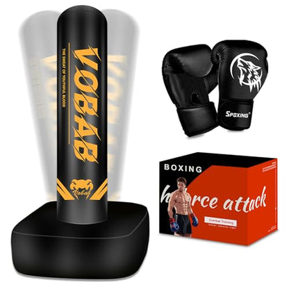 Freestanding Punching Bag, 70'' Boxing Bag with Stand for Adults Teens - style: Yellow Alphabet Pattern