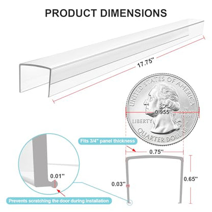 4 Pack Cabinet Protectors for Kitchen Cabinets, 18" Length Clear Cabinet Door Protector Edge Guard 3/4" Thick for Kitchen Drawer Fronts, Slip-On Plastic Edge Guard to Protect Sink & Trash Drawer