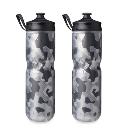 HydraPak Polar Sport Insulated Water Bottle 2-Pack (24oz, Contender Black) - color: Contender Black, style: 24oz/700ml (2-Pack)