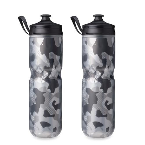 HydraPak Polar Sport Insulated Water Bottle 2-Pack (24oz, Contender Black) - color: Contender Black, style: 24oz/700ml (2-Pack)