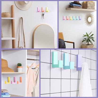 Teenyyou 6 Pcs Cute Kids Wall Hooks Adhesive for Backpack Pastel - color: Pastel