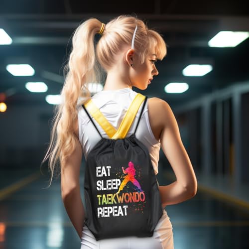 Eat Sleep Taekwondo Repeat Drawstring Backpack Gifts For Men Women