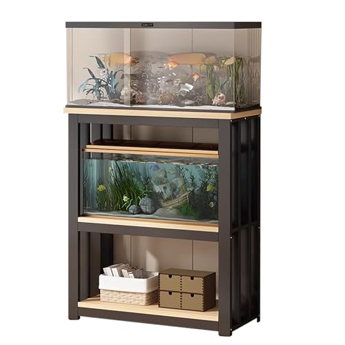 Adjustable 3-Tier Metal Terrarium Stand - Versatile Storage Shelf for Plants, Fish Tanks, Living Room & Entryway Decor - Modern Home Organizer & Display Rack - color: Black, size: 120x45 cm (47 1/4 x 17 3/4")