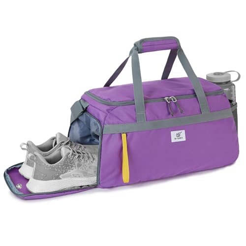 SKYSPER 35L Gym Bag with Shoe Compartment & Wet Pocket | For men & women, carry-on size, travel & sports, workout & overnight, large wet pocket, black color - color: purple