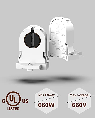 Non-shunted Turn Type T8 Lamp Holder JACKYLED 50-Pack UL Socket Tombstone for LED Fluorescent Tube Replacements Screw Type Medium Bi-pin Socket - style: T8 Lamp Holder without Wires-50 Pack