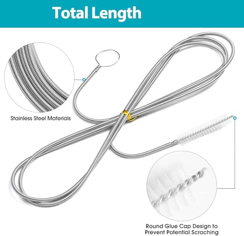 2 Pack 59" Flexible Pipe Cleaner Brush, Rustproof Bendable Drain Brush with Dual Bristles for Home, Bathroom, Car & Aquarium - color: 59inch