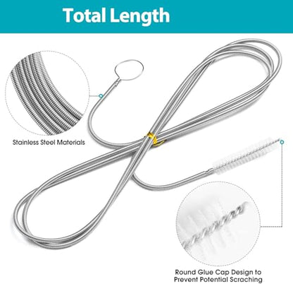 2 Pack 79" Flexible Pipe Cleaner Brush, Rustproof Bendable Drain Brush with Dual Bristles for Home, Bathroom, Car & Aquarium - color: 79inch