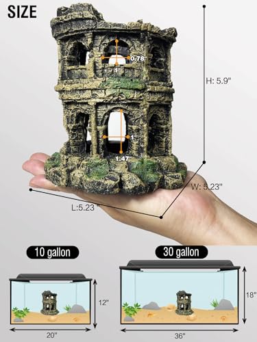 Antique Roman Column Ruins Fish Tank Decorations - Roman Column Round European Castle Aquarium Ornaments Fish Tank Hideouts Rocks Stone Cave for Betta,Shrimp,Goldfish Tank Landscaping