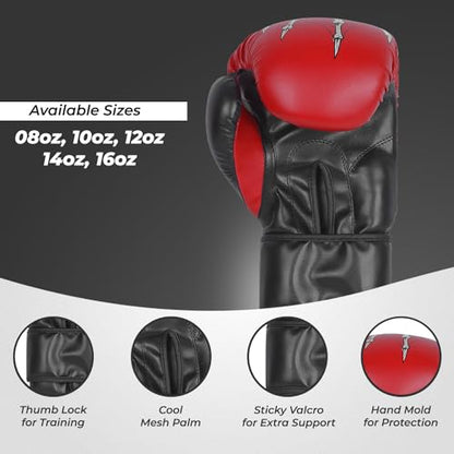 Defy Sports Boxing Gloves for Men and Women - Premium Quality Faux Leather Kick Boxing Gloves – Gel Infused Kickboxing Gloves with Thumb Support - Versatile Usage – Skull Model Design - size: 16 oz