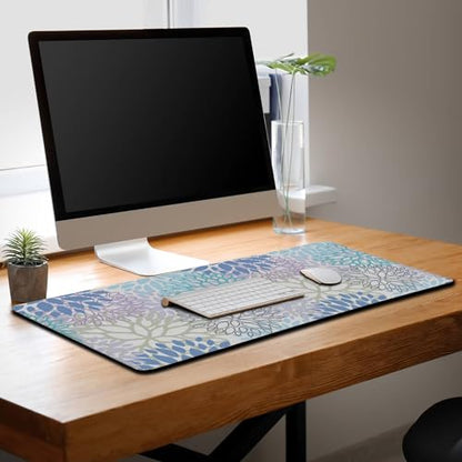Large Desk Mat Algae Leaves Game Mats, Office Mousepad Big Mouse Pads, XXL Gaming Mouse Pad Non-Slip Rubber Base, 35.4 X 15.7 inch for Work/Game/Office/Home Vegetation. Abstract Watercolor - color: Algae Leaves