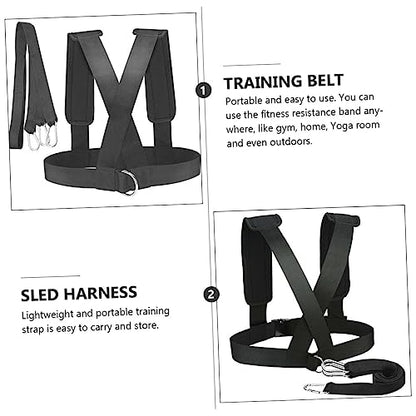2Pcs Running Resistance Training Belt Polyester Sled Harness Black
