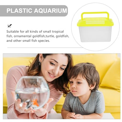 Toddmomy Portable Fish Tank Handheld Aquarium with Handle Transparent Turtle Box and Pet Hamster Carrier for Reptiles Tortoises and Small Pets 5.9X4.3X3.5 Inch - size: 15x11cm