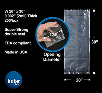RESILIA Plastic, Leak-Proof Shipping Bags for Live Fish - 20" x 30" 2 Mil, 0.002 Inch, Double Bottom Seal, for Freshwater & Saltwater Fish, Case of 250