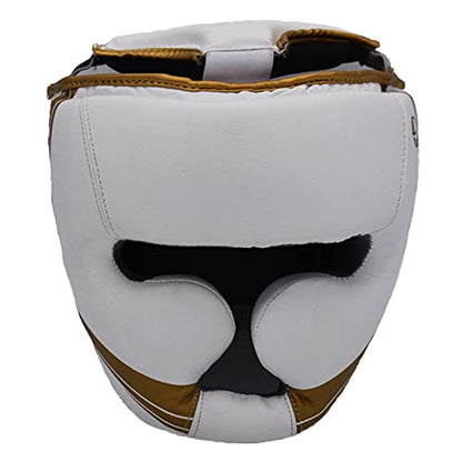 Ultimatr - Elite Head Guard White Gold - Boxing MMA Muay Thai Taekwondo Training (S/M)