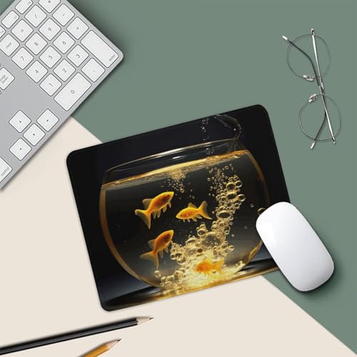Mousepad Fish in Fish Tank MouseMats with Non-Slip Base MousePads for Man Woman Computer Desktop Protection Mat Desk Mat with Stitched Edges - size: 7.9"x9.4"