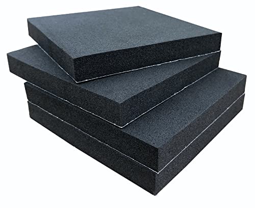4 Pcs Foam Padding Sheet with Adhesive, Neoprene Rubber Adhesive Pads Closed Cell Foam Sheet for Insulation Soundproofing Anti-Slip Black (6" x 6" x 1/2", 4 Pcs) - size: 6 in X6 in X 1/2 in