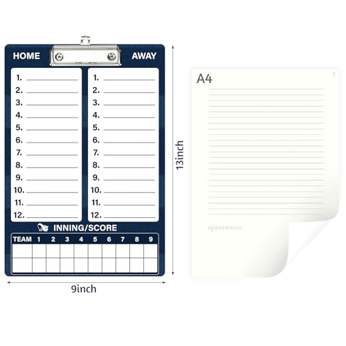 WISYOK Baseball Clipboard, Dry Erase, Deep Blue | Marker, Double Sided, Lineup Board for Coaches, Strategy, Practice, Game Day - style: Baseball Deep Blue
