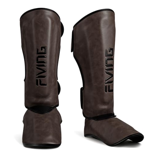Retro Style Muay Thai Shin Guards,for Men Women - color: Dark Brown, size: Large