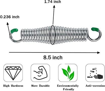2 PCS Hammock Chair Spring, Premium Porch Swing Springs Hold up to 1300lbs, Heavy-Duty Chrome Springs for Hanging Chairs, Ceiling Mount, Porch Swings, Punching Bag