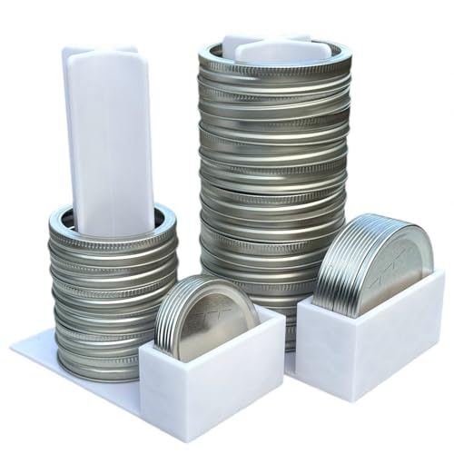 Mason Jar Lid Organizer & Ring Holder (2 Pack) | Vertical Storage Rack for Regular & Wide Mouth Canning Lids | Space-Saving Kitchen Cabinet Organizer | Holds 20 Lids & 20 Rings