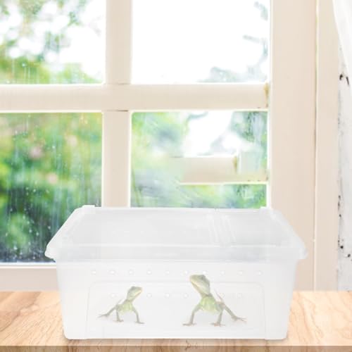 POPETPOP Reptile Breeding Box Plastic Spider Enclosure : Reptile Feeding Box Spider Terrarium - Transparent Hatching Container for Lizard Gecko, 25.8X15.1X11cm