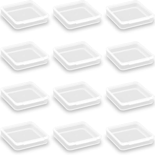 Square Clear Craft Supply Case (2.13 x 2.13 x 0.47 Inches), 12 Pack Plastic Storage Containers with Lids, Square Bead Organizers for Beads, Earplugs, Pins, Small Items etc - size: 2.13 x 2.13 x 0.47 Inch