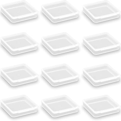 Square Clear Craft Supply Case (2.13 x 2.13 x 0.47 Inches), 12 Pack Plastic Storage Containers with Lids, Square Bead Organizers for Beads, Earplugs, Pins, Small Items etc - size: 2.13 x 2.13 x 0.47 Inch
