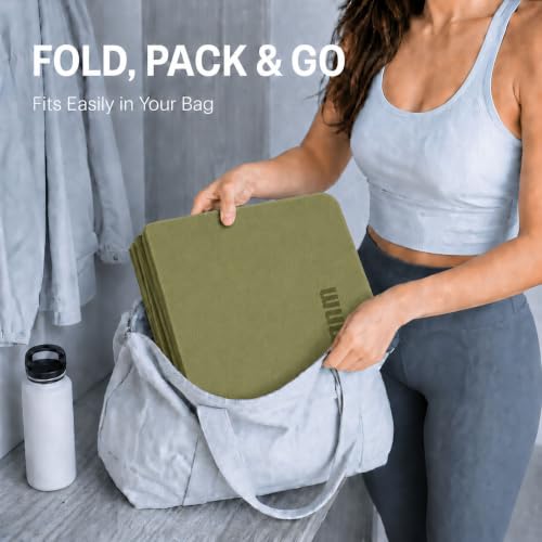 Foldable Yoga Mat 75"x31"x0.24" Portable Exercise Mat - color: Green