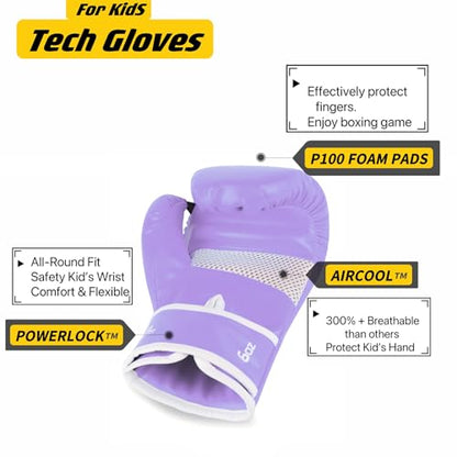 Boxing Gloves for Kids & Toddler & Youth - color: New Violet, size: 6oz