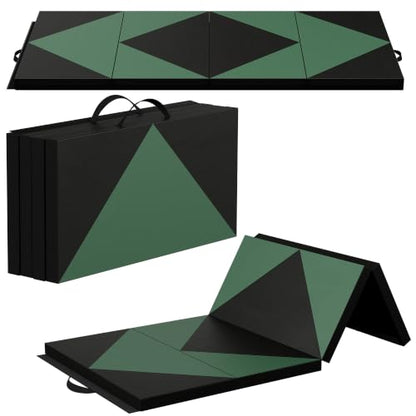 Polar Aurora 3'x6'x2 Thick Folding Gymnastics Exercise Mat Aerobics Stretching Yoga Mats - color: Green & Black