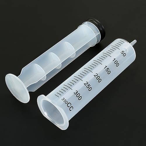 300ml 350ml Syringe with 27.6" Tube and Needle 14G 1.5”, Large Plastic Syringe Individually Packaged for Glue Dispensing, Labs, Watering, Refilling - style: 350 ml