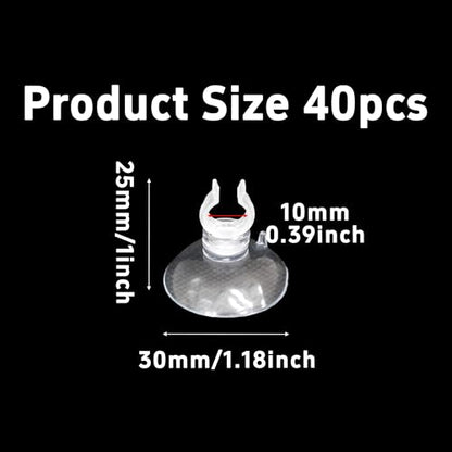 40PCS 10mm Aquarium Suction Cup Clips, Clear Airline Tube Holders for Fish Tank Air Hose, Clamps for Aeration Tubing Setup and Organization - size: 10mm