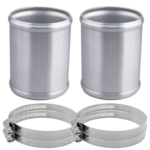 AC PERFORMANCE 3.5" (89mm) OD Aluminum Alloy Hose Joiner Silicone Pipe Connector Bead, 4" Length with 304 SS Clamps, Pack of 2 - size: 3.5" (89mm) - 2PCS